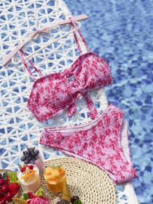 Swim Mod Women's Summer Beach Ditsy Ditsy Floral Hollow Out Sexy Bikini Set, Random Print