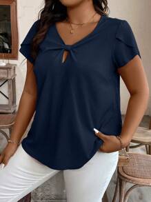 EMERY ROSE Camicia estate casual a maniche corte solida di taglia forte