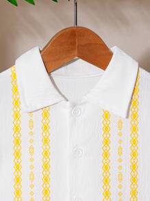 Baby Boy's Fashionable Short-Sleeved Shirt And Shorts Set - Khaki - View 4