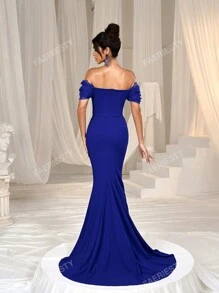 Faeriesty Off Shoulder Side Draped Wedding Dress Elegant Bridal Dress,Bride