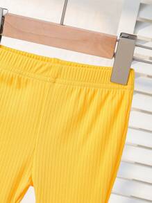 SHEIN Playful Pals 女婴休闲 Polo 衫短袖上衣和喇叭裤套装