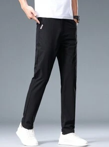 Men's Casual Solid Color Slanted Pocket Tapered Pants