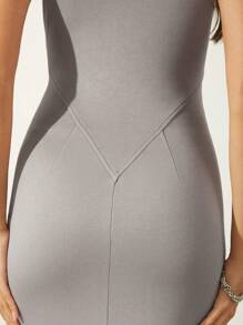 Hauture Women's Summer Simple Long Vest Dress, Solid Color - Grey - View 3