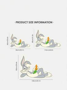 LOONEY TUNES X SHEIN Cartoon Rabbit Shaped Rug (1pc) - Light Grey - View 3