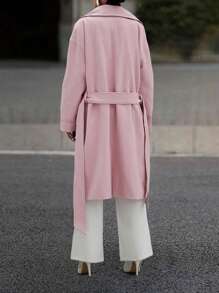 SHEIN Cottnline WHITE LONG WOMEN COAT - Rusty Rose - View 5