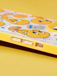 LOONEY TUNES X SHEIN 崔弟图案半透明黄边时尚手机壳适用于 15、 12 Pro Max、 14 Pro Max、 XR 手机壳礼物