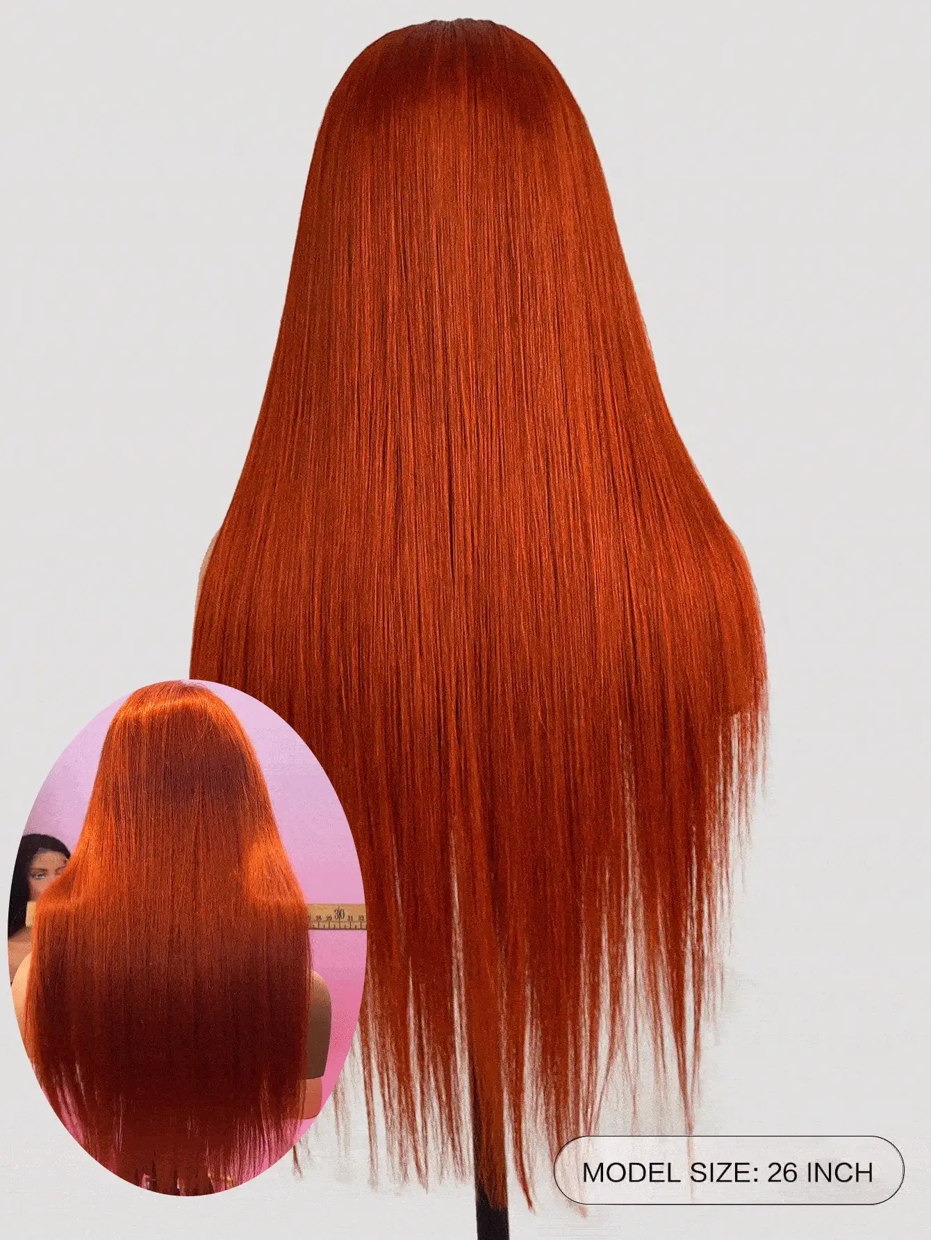 Transparent Lace Straight 13 X 4 Lace Front Wig 150%-180% Density Human Hair Wigs 26 Inch Ginger Orange High Temperature Ginger Orange Color