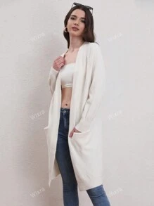 Loose Fit Cardigan With Raglan Sleeve And Medium Length
