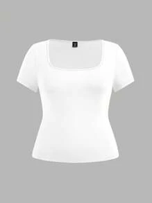 SHEIN EZwear 3 件/套大码女式圆领短袖短款休闲紧身 T 恤夏季 - 彩色 - 查看 9