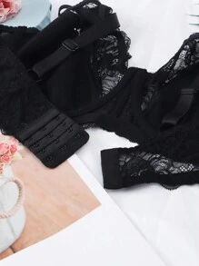 2pcs Sexy Lace Plus Size Bra With Underwire And Non-Padded, Anti-Sagging