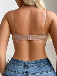Áo ngực dây tròn bằng thép màu liền mạch dành cho nữ với dây đeo vai trong suốt có thể tháo rời - Lạc đà - Xem 2