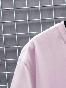 Manfinity Homme Men's Summer Solid Color Round Neck Short Sleeve Casual T-Shirt - Pink - View 3