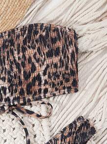 SHEIN Swim Women's Summer Beach Animal Print Halter Bikini Set, Random Print - Multicolor - View 3