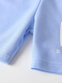 SHEIN Baby Boys' Short Sleeve Knitted Printed Top And Shorts Set - Blue - View 11