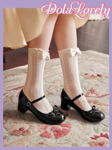 Dola Lovely Women Fashionable Bowknot Decorated Black High Heel Shoes Sorceress Spring Shoes Spring Break Easter