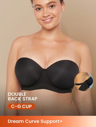 LUVLETTE Strapless Push-Up Underwire T-Shirt Lingerie As Outerwear Bra Black Basic Half Bra