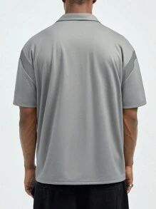 Manfinity NXTstreet Men Simple Solid Color Short Sleeve Polo Shirt - Grey - View 2
