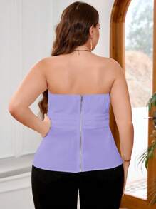 SHEIN Privé Plus Size Spring/Summer Elegant And Simple Vacation Bud Bust Women's Top - Purple - View 2