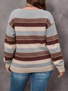 EMERY ROSE Suéter tipo pullover sencillo de color tostado para mujer de talla grande, para el invierno