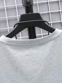 Manfinity Homme Men's Summer Solid Color Round Neck Casual Short Sleeve T-Shirt - Light Grey - View 7