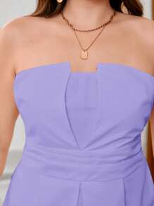 SHEIN Privé Plus Size Spring/Summer Elegant And Simple Vacation Bud Bust Women's Top - Purple - View 3