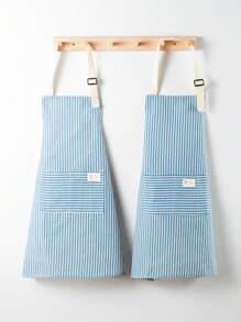 SHEIN 1 chiếc tạp dề sọc nhiều màu có thể điều chỉnh dành cho nam và nữ, tạp dề nấu ăn kiểu đơn giản có túi dành cho đầu bếp, người phục vụ, tạp dề nấu ăn trong bếp, tiệc nướng, thợ làm tóc, dụng cụ nhà bếp, có thể giặt bằng máy (sọc xanh) làm quà tặng Giáng sinh cho ngày lễ - Màu xanh lam - Xem 7