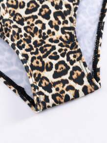 Women's Leopard Print Patchwork Vest Top, Swimsuit And Bikini Set (Random Print), 2pcs Summer - Multicolor - View 5