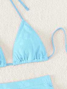 SHEIN Swim Summer Beach Halter Triangle Drawstring Side Bikini