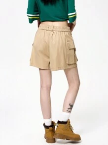 SHEIN EZwear Ladies' Cool Street Style Utility Belted Mini Low Waist Shorts With Dangling Straps & Pockets