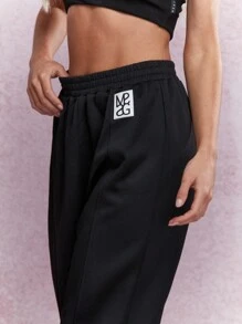 MISSGUIDED Straight Leg Logo Jogger - Black - View 3