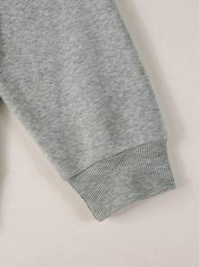 Manfinity Homme 男士字母印花连帽休闲套头长袖运动衫，带口袋，灰色连帽衫，Mengrey 连帽衫，男士超大号连帽衫，秋季 - 淺灰色 - 查看 3