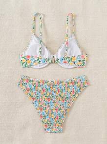 SHEIN Swim Dames ditsy bloemen halternek sexy bikiniset voor zomerstrand