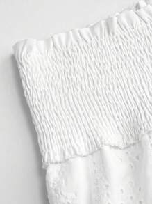 Celure Shorts de talla grande para verano, unicolor casual con bordado perforado y borlas en el dobladillo