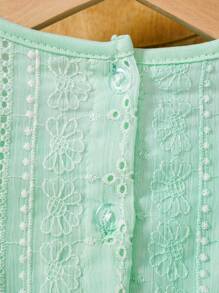 Baby Girls'  Elegant Lace Jumpsuit, Suitable For Outings In Spring And Summer