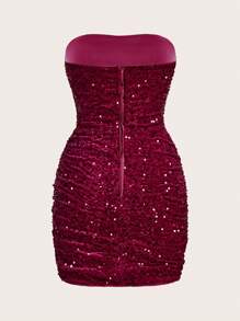 SHEIN ICON Zwarte bodycon-date-nachtjurk met paillettenbuis