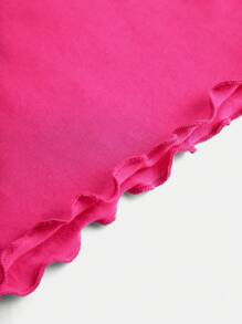 SHEIN Conjunto informal de niña adolescente con top tubo color rosa con cuello vuelto y top corto con pantalón acampanado - Rosa Fucsia - Ver 7