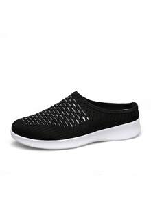 Zapatillas tipo mule para mujer, cómodas, transpirables y ligeras, con plataforma, zapatos casuales de malla para caminar - Negro - Ver 4