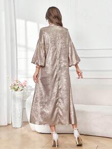 Al Najma 女士長袖中東風日常休閒連衣裙，適用於日常穿著 - 香檳色 - 查看 2