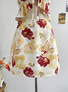 Soleia Vacation Leisure Big Floral Printed Tank Top And Skirt Set, 2pcs - Multicolor - View 6