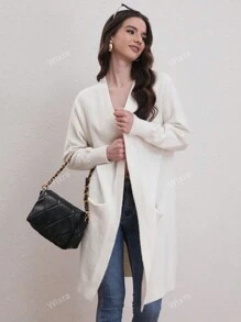 Loose Fit Cardigan With Raglan Sleeve And Medium Length
