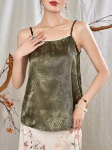 Modelyn 优雅蕾丝拼接无袖汉服吊带背心，夏季汉服上衣