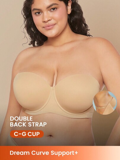 LUVLETTE Sujetador sin tirantes con efecto push-up y soporte curvilíneo plus, lencería como prenda exterior, sujetador básico de media copa