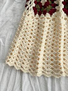 Soleia Summer Women's Colorful Casual  Crochet Knit Mini Skirt With Waist Tie, Perfect For Vacation Outfits