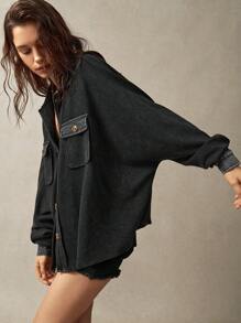 Bohemela Women's Black Washed College Back-To-School Casual Shirt For Vacation - Black - View 4