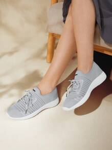 CUCCOO BASICS 女士鞋罗纹系带宽版舒适灰色跑步鞋度假鞋夏季运动鞋休闲鞋运动鞋