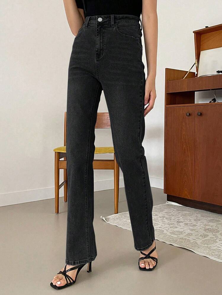 Women Fashionable Straight High-Waist Jeans, Versatile And Stylish