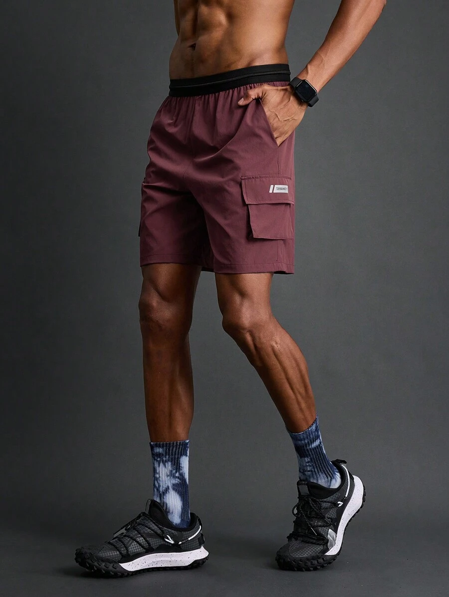 Manfinity Sport Corelite Boyfriend-Stil Herren einfarbige Shorts für den täglichen Sport, Jogginghose - Kaffeebraun - Übersicht 1