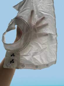 SHEIN 女童夏装灯笼裤两件套无袖上衣和下装儿童装2024新款休闲森系女童衣服薄款时尚 - 藍白色 - 查看 7