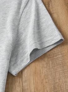 Maweii Summer Fashion Cross Print Round Neck T-Shirt Graphic Tees Women Tops - Grey - View 4