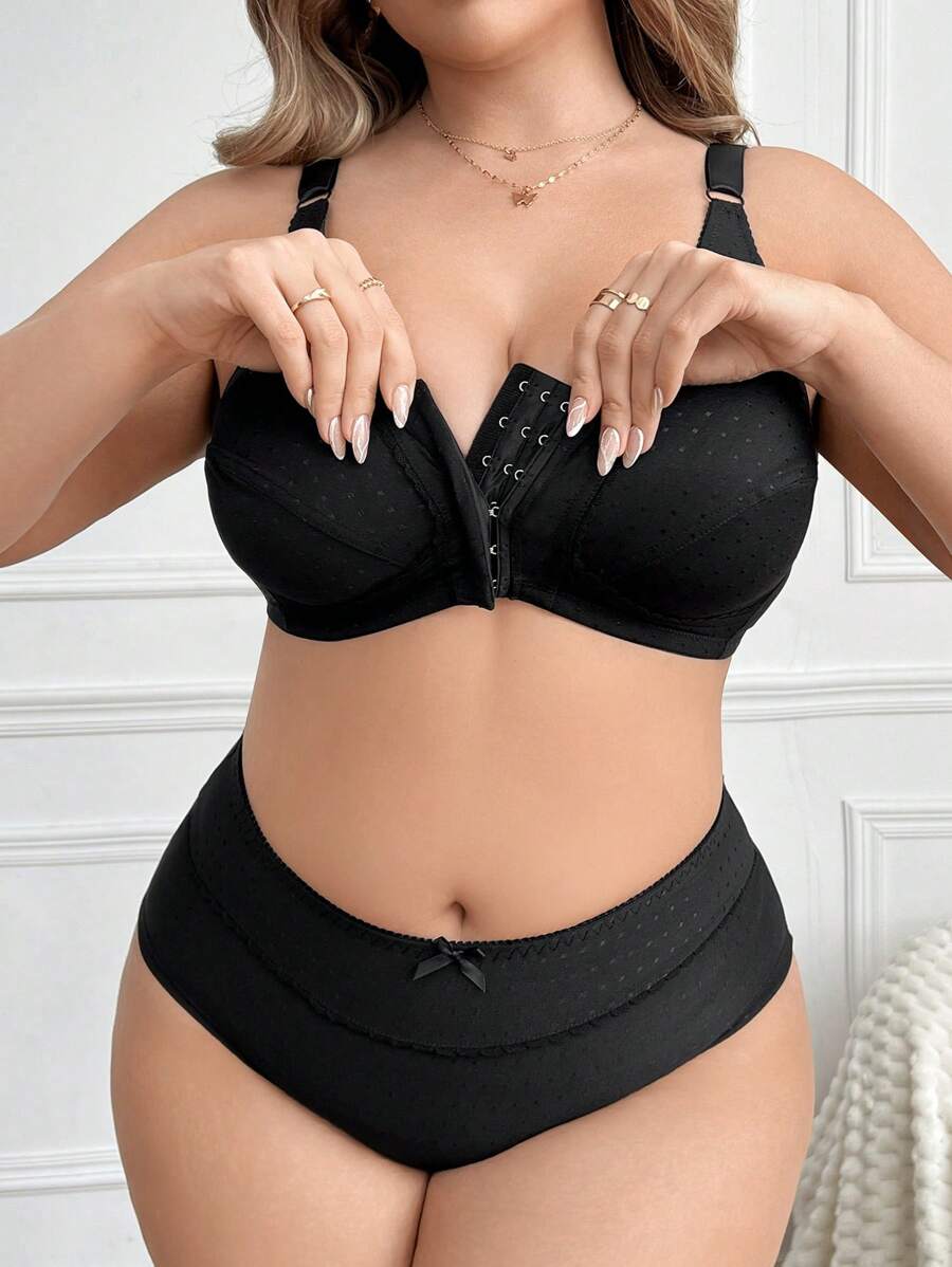 2 chiếc/bộ áo ngực không dây cỡ lớn có khóa phía trước và đáy - màu đen - Xem 1